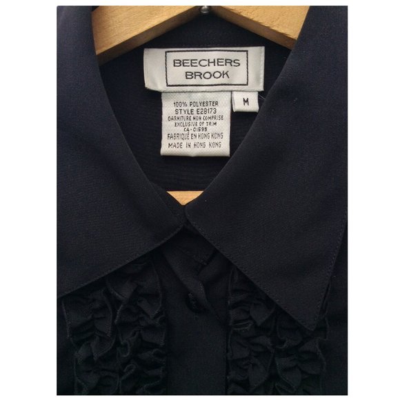 Beechers Brook Black Ruffle Front Button Up Shirt M - Picture 5 of 5